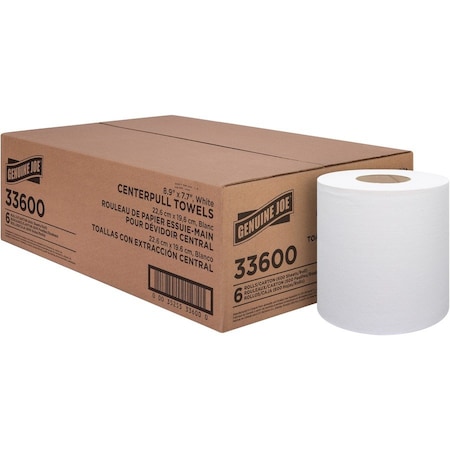 Centerpull Towel Rolls - White - 600 Sheets Per Roll - 6 / Pack, 6PK